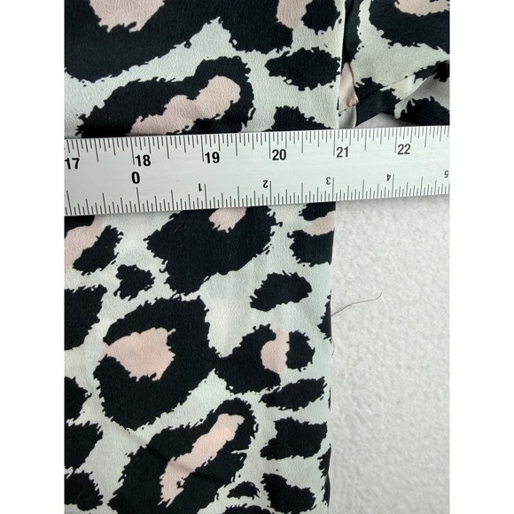 Talbots Womens Pink Black Leopard Print Split V-Neck Blouse Long Sleeve Size L - Picture 5 of 8